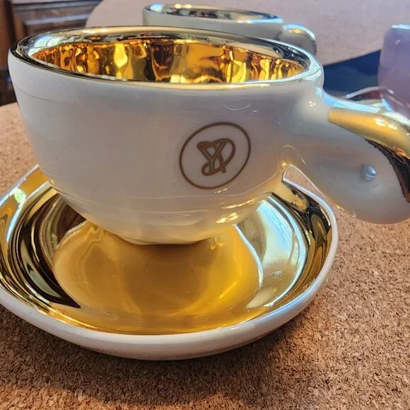 DANGRYA VENICE EXPRESSO CUP AND SAUCER 'FIORE' SET OF 4